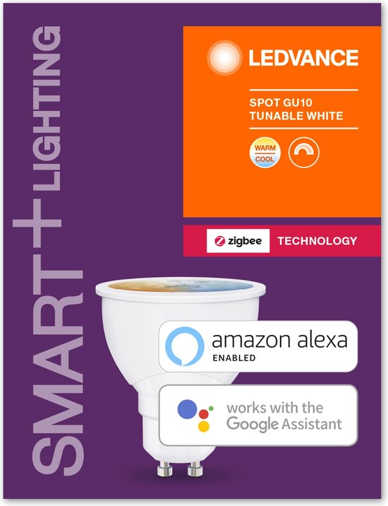 LEDVANCE Lampe à réflecteur LED - Socle : GU1- - blanc réglable - 27--...65-- K - 5 W - dépoli - SMART+ Spot GU1- blanc réglable