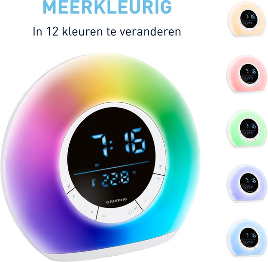 Grundig Wake-Up Light Alarm Clock - Réveil numérique avec radio et Bluetooth - Réveil lumineux avec affichage LED - Réveil lumineux - Blanc