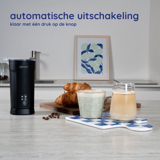 Safecourt Kitchen Mousseur à lait électrique MF600 - 4 en 1 - 500W - Noir