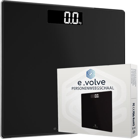 e.volve Personal Scale Digital - Black - Balance de précision - Balance numérique - Piles incluses - Balance de précision - Balances
