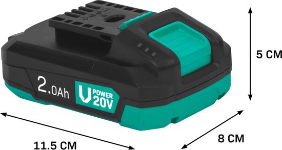 VONROC VPower 20V Battery - 2.0Ah - Duopack : 2 pièces - port USB-C b-directionnel - batterie et power bank en un - compatible avec Power Delivery (PD) - Protégé avec Electronic Cell Protection.