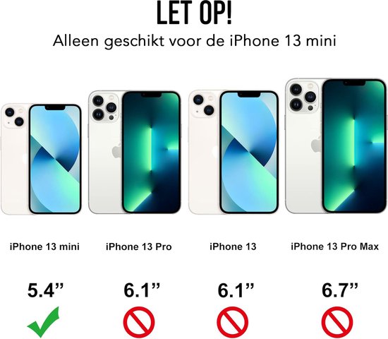 Podec Phone Case Suitable For iPhone 13 mini - Case And Screen Protector - Protective Glass - Black