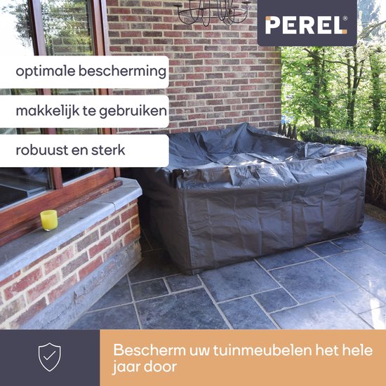 Perel Housse extérieure pour set de jardin, grise, rectangulaire, 280 cm x 230 cm x 80 cm
