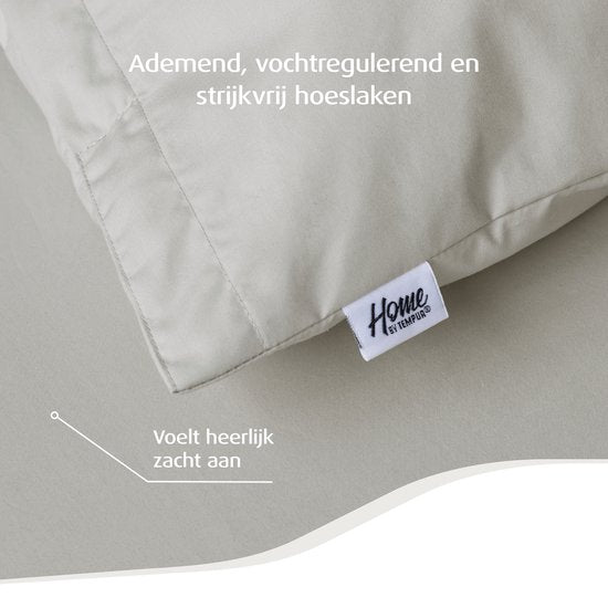 Home by TEMPUR® Topper Fitted Sheet - Nature - 90 x 200 x 9 cm - coton égyptien - drap-housse sans repassage - convient au sèche-linge
