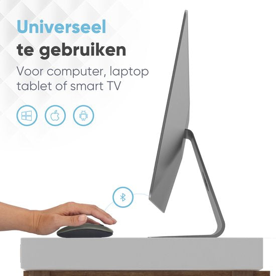 Souris sans fil Trendfield - Souris d'ordinateur rechargeable - Bluetooth - Souris ergonomique avec clic silencieux - Convient à tous les ordinateurs portables - Gris spatial