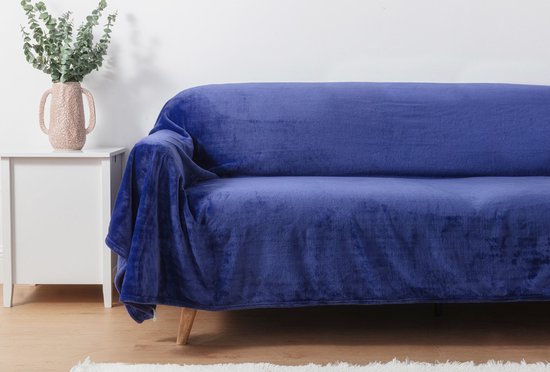 H&C Luxury Plaid 240x220 - Grande couverture - Extra douce - Bleu