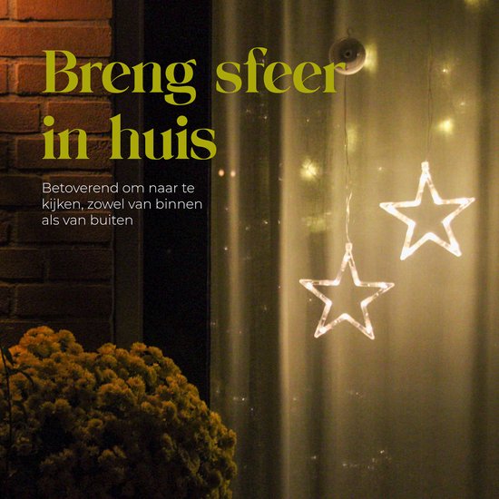 Giftmas Christmas Lights - LED Hanging Decoration - Warm White - Battery-powered - Christmas Decorations For Indoors - Christmas Stars with Suction Cup - Window Decorations