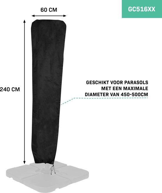 VONROC Housse de parasol L - 240x60cm - Pour parapluies à manche et parapluies volants jusqu'à 450-500cm - Universel & pour GP513XX