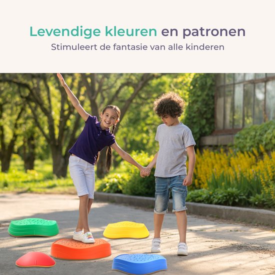 Qwali Stacking stones set - 5 pieces - Montessori - Toys - Educational - Step - Stepping stones - Children - Educational games - Balance - Motor skills - River stones - Board - Balance game - Balance