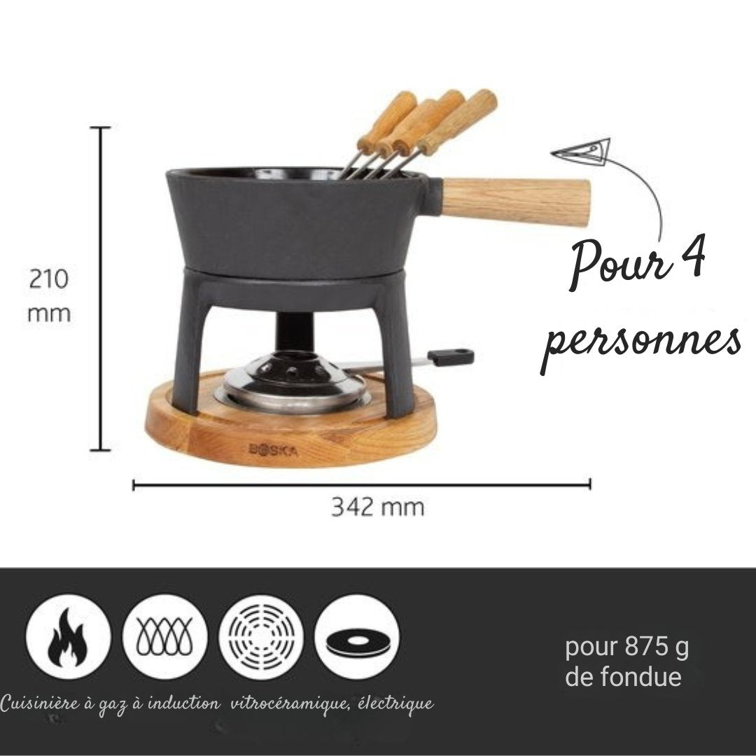 Boska Fondue Set Pro - Fondue au fromage - pour toute table de cuisson - 1.2 L - Noir