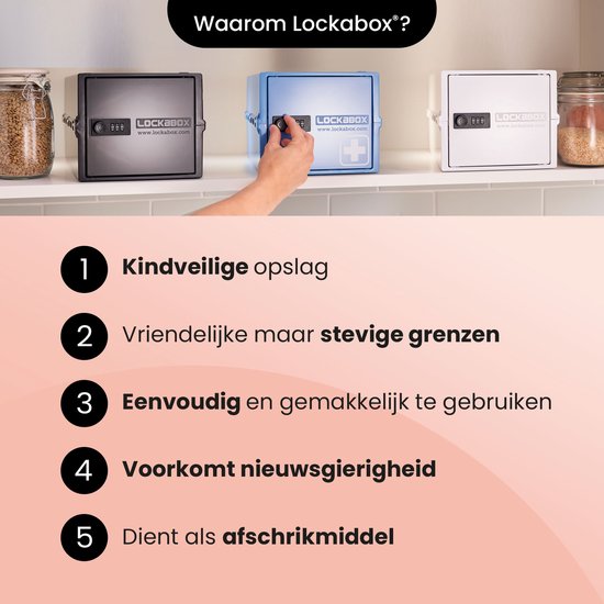 Lockabox One™ Boîte de rangement avec serrure à chiffres - Armoire à pharmacie verrouillable - Coffre-fort en polycarbonate - Résistant au réfrigérateur et au congélateur - 10,5 litres - 31 x 21 x 17 cm.