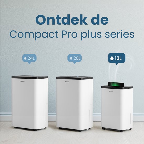 Déshumidificateur Auronic - Compact Pro Plus - 12L - Chambre à coucher, salle de bain, salon et bureau - Hydratant pour l'intérieur - Blanc