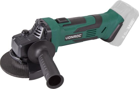 VONROC Accu Angle Grinder - VPower 20V - Ø115MM - Avec poignée latérale et sac - Sans batterie ni chargeur