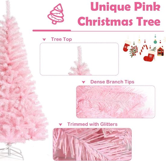 Coast 150 cm sapin de Noël rose avec paillettes colorées