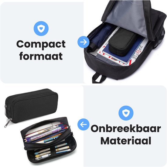 Diydash Trousse à crayons - Trousse à crayons - Trousse scolaire - Grande trousse - Fournitures scolaires - Trousse Scolaire - Pour filles, garçons et adultes - Noir