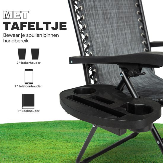 Vaive Luxury Garden Chairs Duo Set - Chaise de jardin et chaise longue réglables - 30°-90° réglable - Jardin - Métal - Noir
