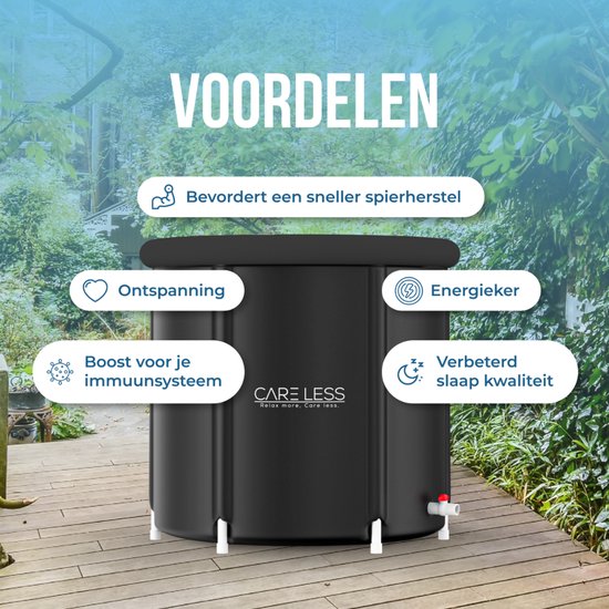 Care Less - Ice Bath XL - Baignoire pliable - Baignoire assise - Baignoire plongeante - 85CM - Pliable et avec couvercle - Pompe et tuyau de vidange inclus - Piscine - Seau de bain - Noir