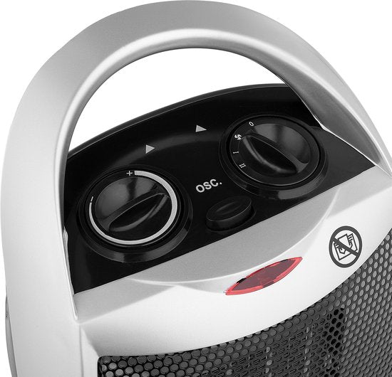 Tristar Chauffage électrique KA-5038 - Chauffage à ventilateur - Avec protection contre le basculement et la surchauffe - Fonction rotative - 750W et 1500W - Gris