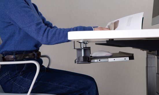 Plateau à clavier sous le bureau - VDD Gaming - support de clavier - siège ergonomique - réglable en hauteur et extensible - gris