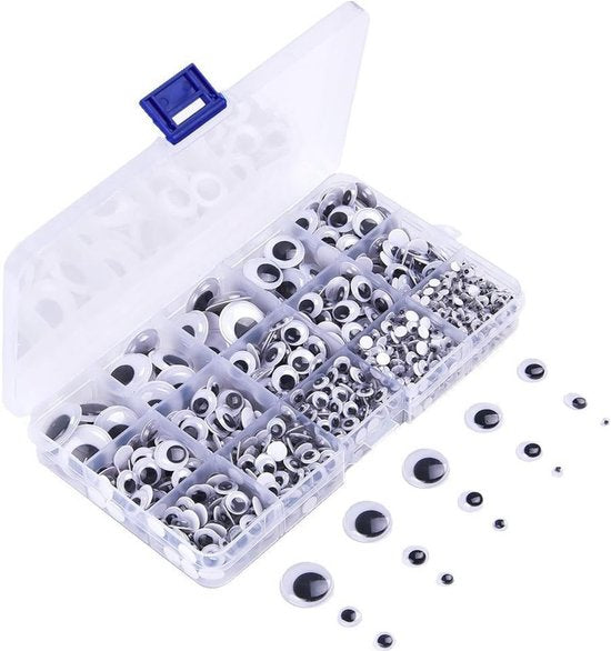 Faas Wiggle Eyes - 450 pièces - Yeux autocollants pour loisirs créatifs - Artisanat pour enfants - Différentes tailles