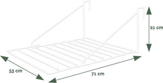 BRASQ Portoir à linge suspendu blanc - 5 mètres - Portoir à linge pour porte et balcon - Portoir à linge pliable - Portoir à linge mural - Portoir à linge suspendu - 53x71x27 cm
