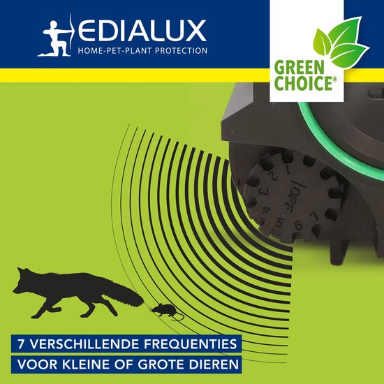 Edialux Ultrasonic Defend Foxes & Marters Flash, répulsif à ultrasons pour renards et martres avec flash, protégez votre jardin efficacement et en toute sécurité, fonctionne avec des piles ou un adaptateur, max 200 m².