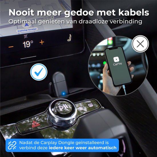 Nuvance - CarPlay Dongle - 2 en 1 USB & USB-C - Convient pour Android & Apple - CarPlay Wireless - Car Dongle - Wireless CarPlay - Adaptateur USB