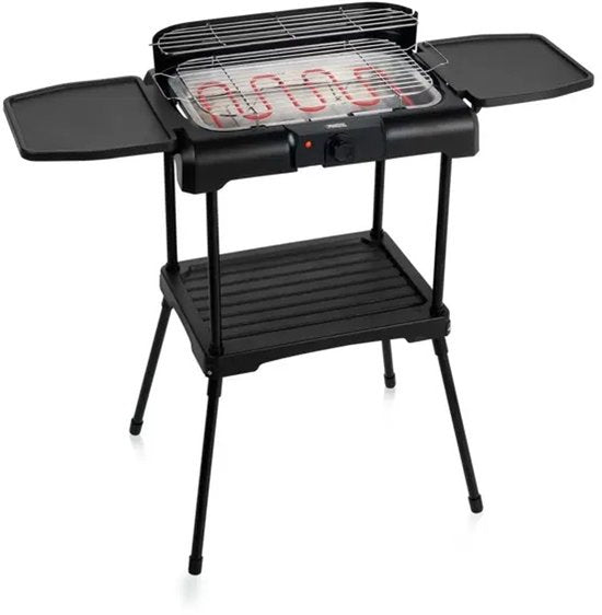 Barbecue électrique - Princess 112250 Barbecue électrique avec étagères latérales - BBQ - 40x25cm - Utilisable avec et sans support - Avec étagères latérales - Utilisable également comme grill de table - 2200W
