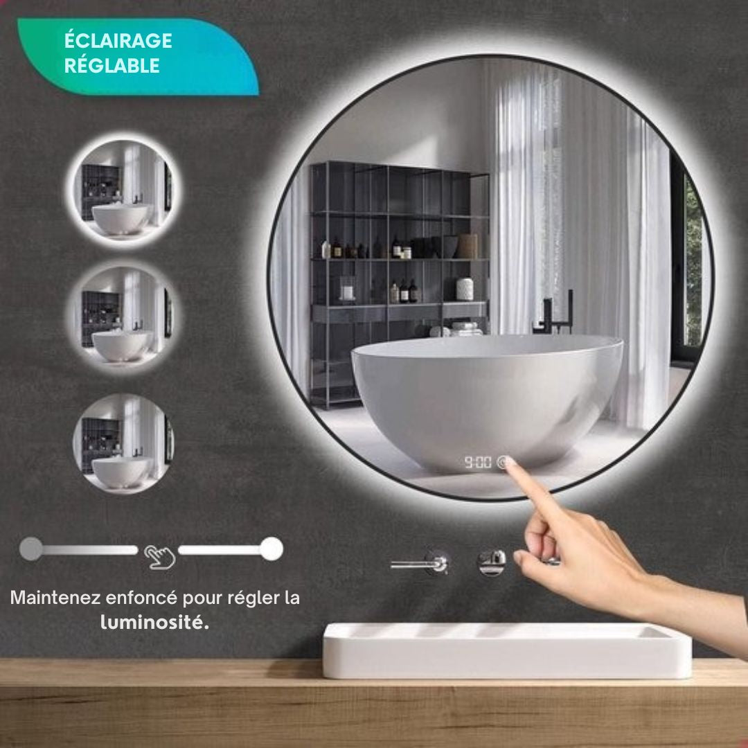 Miroir de salle de bain - Mirlux - avec éclairage LED et chauffage - anti-condensation - 60CM - Noir mat