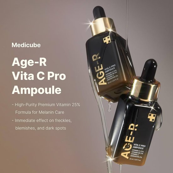 Medicube - AGE-R - Vita C Pro Ampoule - 20ml - Vitamine C - Vitamine B5 - Conditionnement - Tous types de peau - Soins coréens