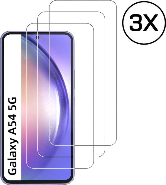 Protection d'écran Podec pour Samsung Galaxy A54 - Verre de protection trempé - Transparent et résistant aux rayures - Protection d'écran en verre trempé - 3 pièces