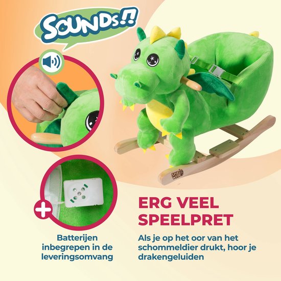 Spielwerk Fauteuil à bascule enfant dino avec ceinture de sécurité