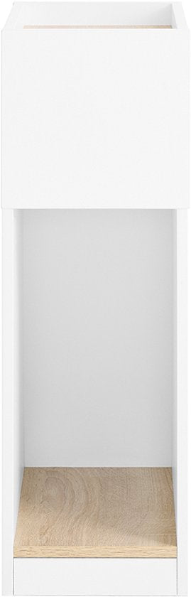 SoBuy Table de nuit étroite avec tiroir et étagère ouverte - 25 x 35 x 60 cm - Design peu encombrant - MDF - Style scandinave - Couleur bois