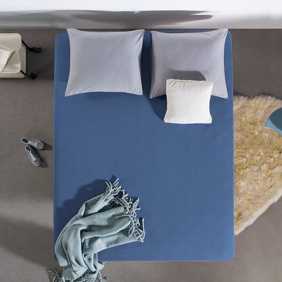 Drap-housse Dreamhouse Jersey Stretch - 100% coton - 80/90/100x220 - Bleu