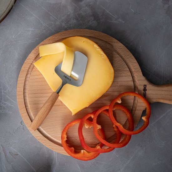 Boska Cheese Slicer Amigo small - Petite trancheuse à fromage pour fromages affinés et vieux - acier inoxydable - bois de hêtre - antiadhésif