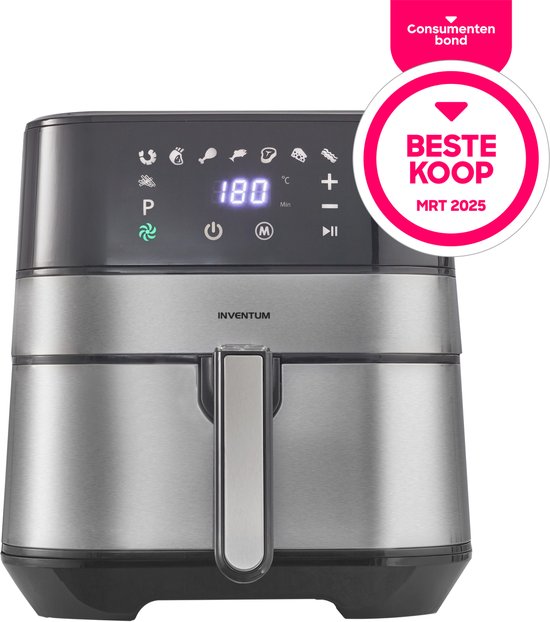 Inventum GF500HLD - Friteuse - Friteuse à air chaud - 5 litres - 80 à 200 degrés - Sans PFAS - 1700 watts - Noir/Argent - Best Buy Mars 2025