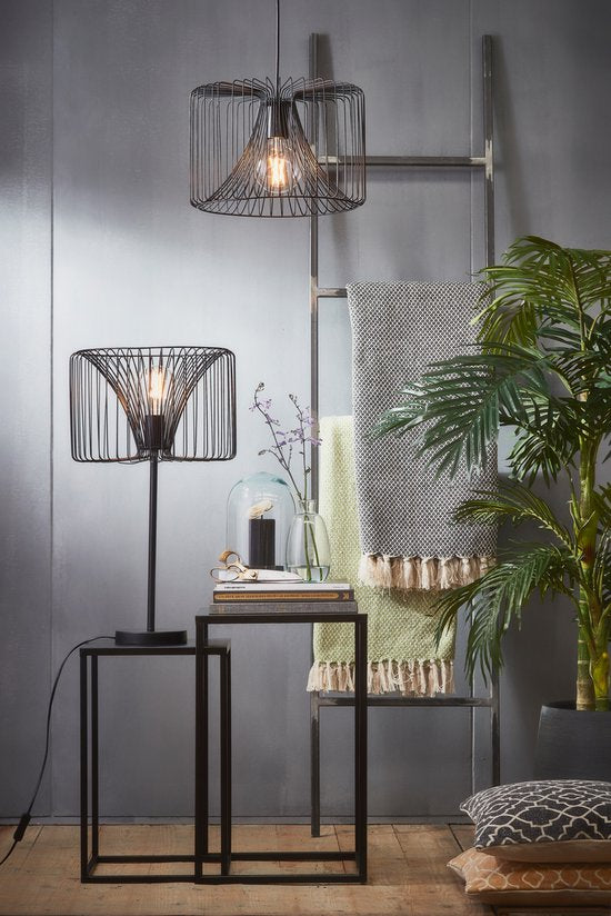 Mica Decorations Table d'appoint Goa - Lot de 2 - L30 x L30 x H70 cm - Métal - Noir