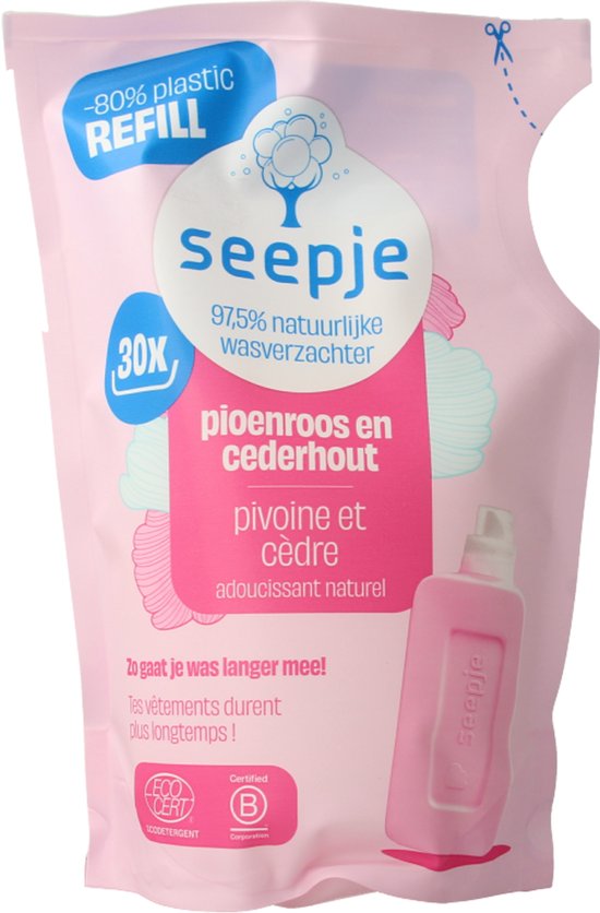 Seepje Recharge d'adoucissant textile Pivoine et bois de cèdre 30 lavages - 750 ml