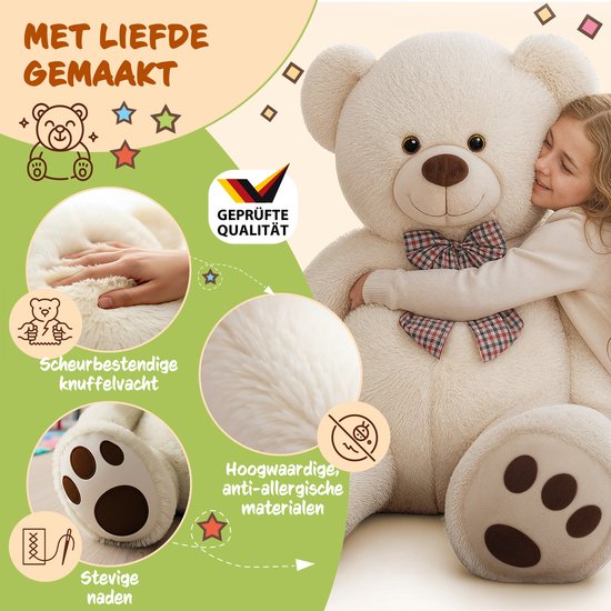 Monzana Teddy Bear XL - Peluche sur pied 100cm - Crème