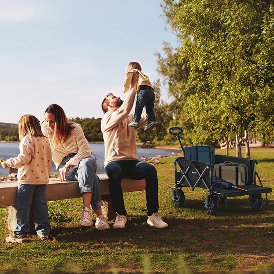 LifeGoods Wagon - Wagon pliable - 130KG - 200L - pliable - avec housse de protection - noir