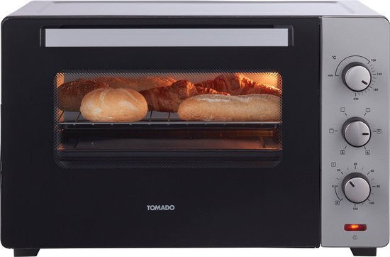 Tomado TEO4500S - Four posable - 45 Litres - 2000 Watt - Air chaud - 3 niveaux d'encastrement - Argent