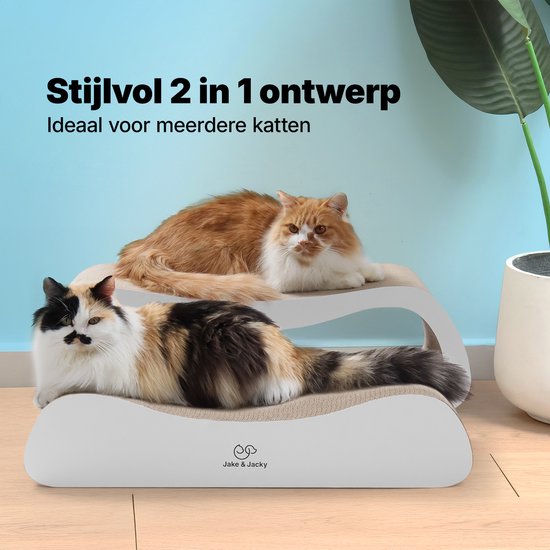 Jake and Jacky Scratching Cardboard for Cats 2 in 1 model - Scratching Post Cardboard - Scratching Board - Scratching Basket - Scratching Furniture - Cardboard Scratching Mat - Cat Basket - Cat Bed - 71x24x21cm