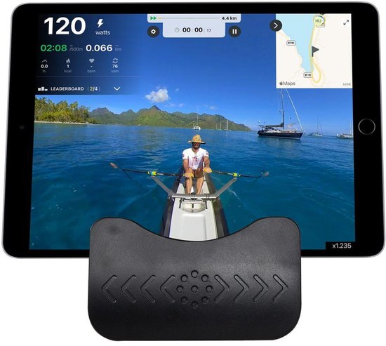 VirtuFit AQUA100i Rameur avec résistance à l'eau - Mono-rail - Avec écran, support de tablette et roues de transport - Kinomap & Fitshow - Max. 120 kg et 200 cm - Appareil à ramer - Rameur