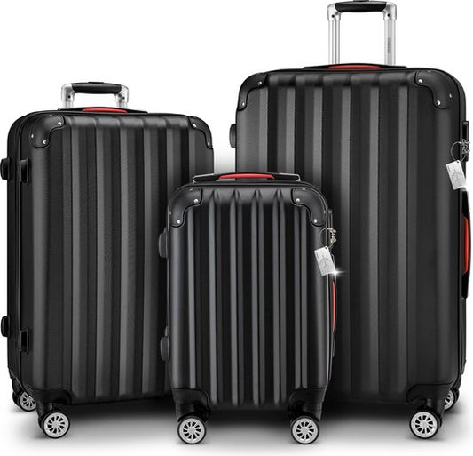 MONZANA 3-Piece Hardcase Suitcase - Valise M L XL Hand Luggage- Black