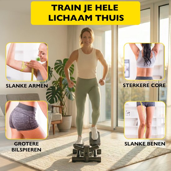 Zoluko Stepper avec résistance - avec bandes de résistance et livre électronique - Stepper Fitness - Fitness Step - Mini Stepper - Step Fitness - Aerobic Step - Step - Stepper Fitness Device - Exercise Bike - Noir