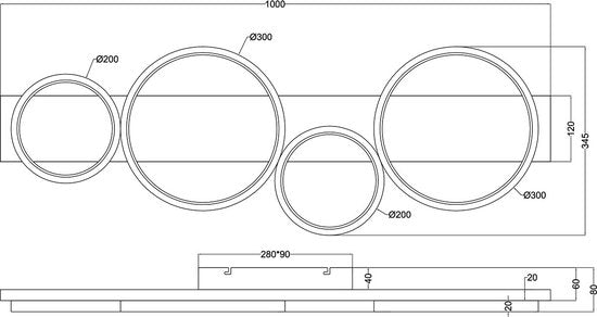 Trio Leuchten - Plafonnier Medera 4 lumières L 100 cm blanc noir
