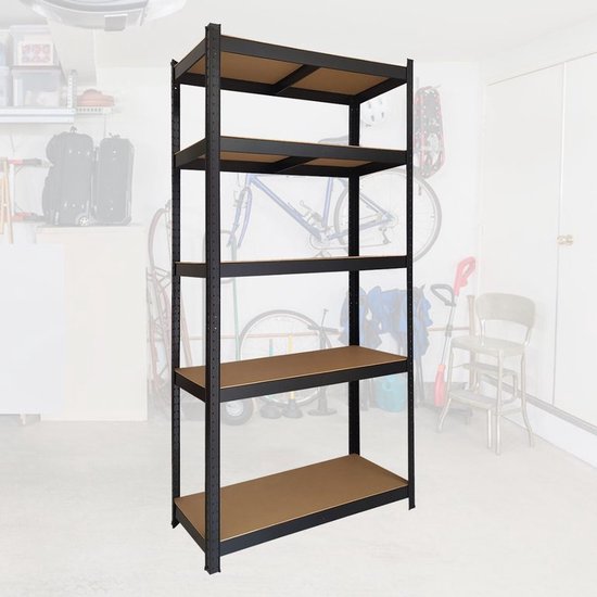 BRASQ Rack Cabinet Black Set of 2 - Metal Storage Rack - pantry - wall cabinet - Warehouse Rack 180x90x40 - 5 layers - 175 KG per shelf - max 875 KG