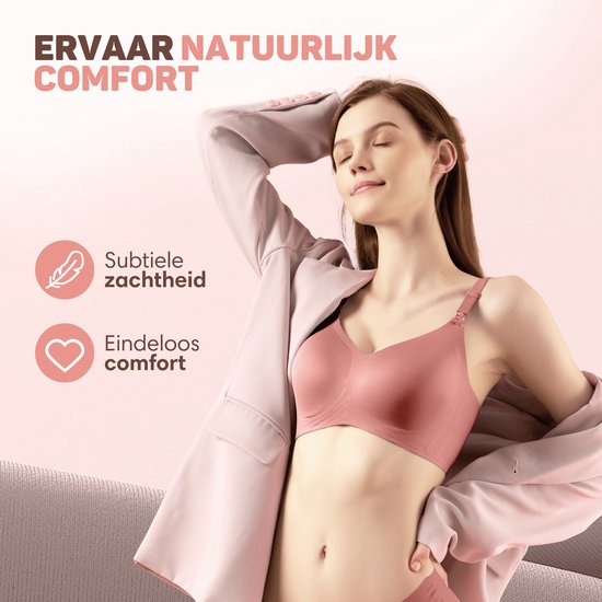 Vulpes Goods® BabyCare - Soutien-gorge d'allaitement sans armature - Soutien-gorge de maternité - Soutien-gorge de nuit - Soutien-gorge d'allaitement sans couture - bretelle réglable - tissu ultra doux - rembourrage amovible - devant avec rabat - pratique