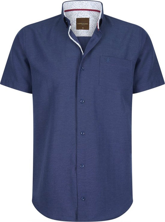 Cappuccino Italia - Chemises Hommes Manches Courtes Marine - Bleu - Taille XL