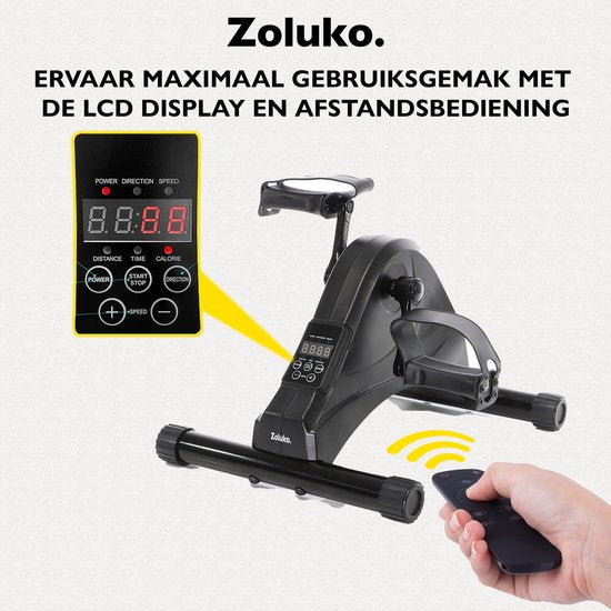 Zoluko Chair Bike with Electric Support - Includes Remote Control, Anti-slip mat and E-Book - For Arms and Legs - For Elderly or Rehabilitation - desk bike - deskbike - Chair Bike Exercise Trainer - Cycle Trainer - Black